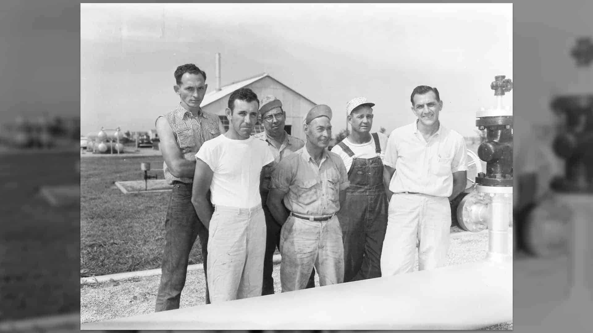 Team members gathered together at Alva Compressor Station (July, 1958)